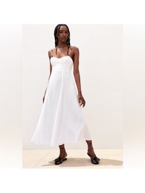 ZARA small-White Spaghetti-Strap Midi Dress worn for a trip, never worn again.